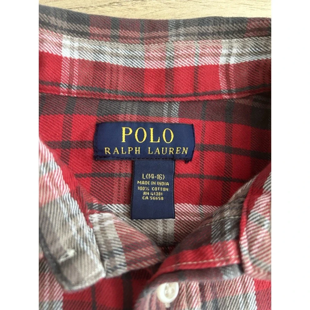 Polo Ralph Lauren Boys Shirt Size L‎ 14-16 Multicolor Plaid Casual Dress
